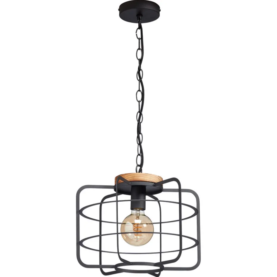 Hanglamp Wood 1-Lichts Zwart