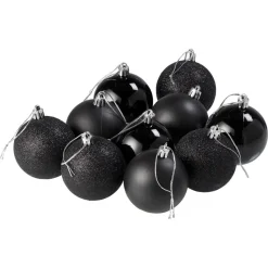 Kerstbal Zwart 10 Stuks