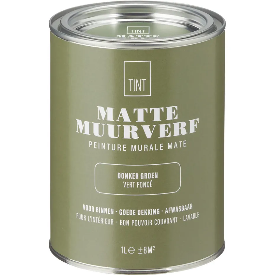 Muurverf Mat Donker Groen 1 L